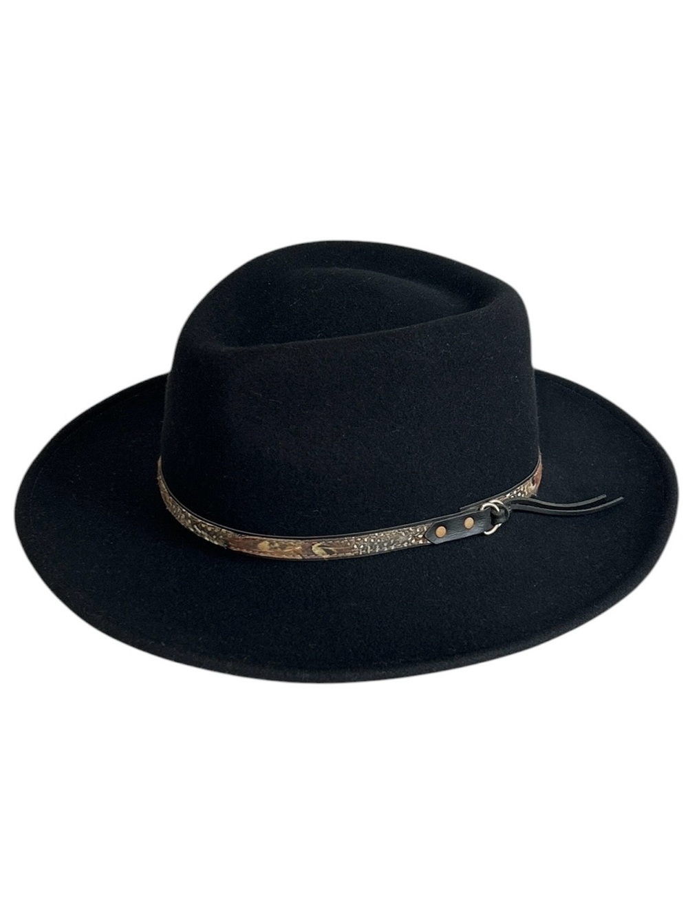 Golden Gate Hat Co. Fedora Adult L Black Wool Felt Cap Panther Cowboy Western
